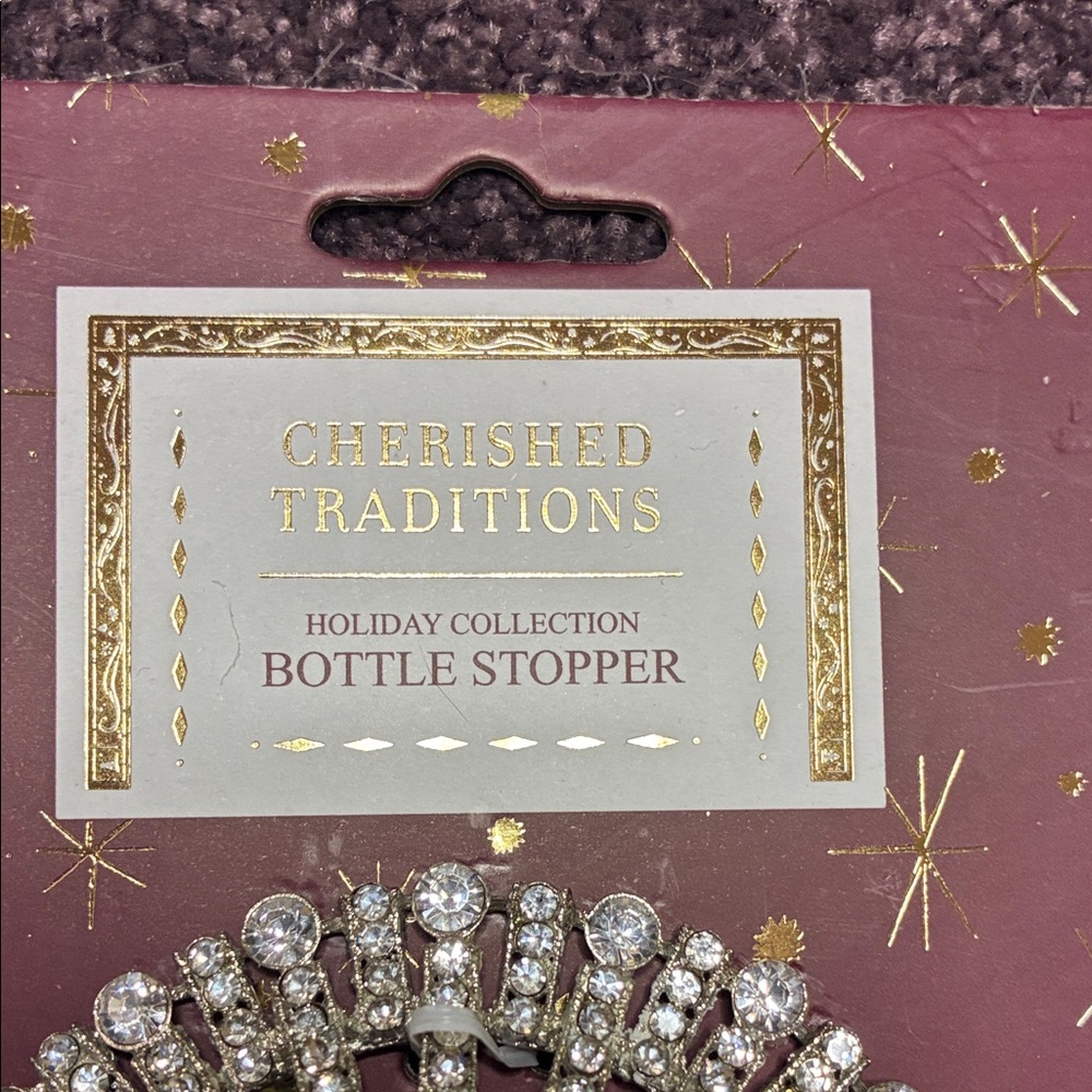 Cherished Traditions Wine Bottle Stopper with Silver Accents and Gems New - Picture 3 of 4